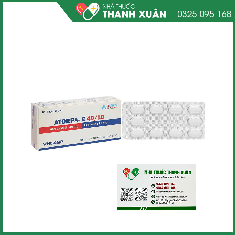 Atorpa-E 40/10 thuốc phòng ngừa bệnh tim mạch và tăng cholesterol máu